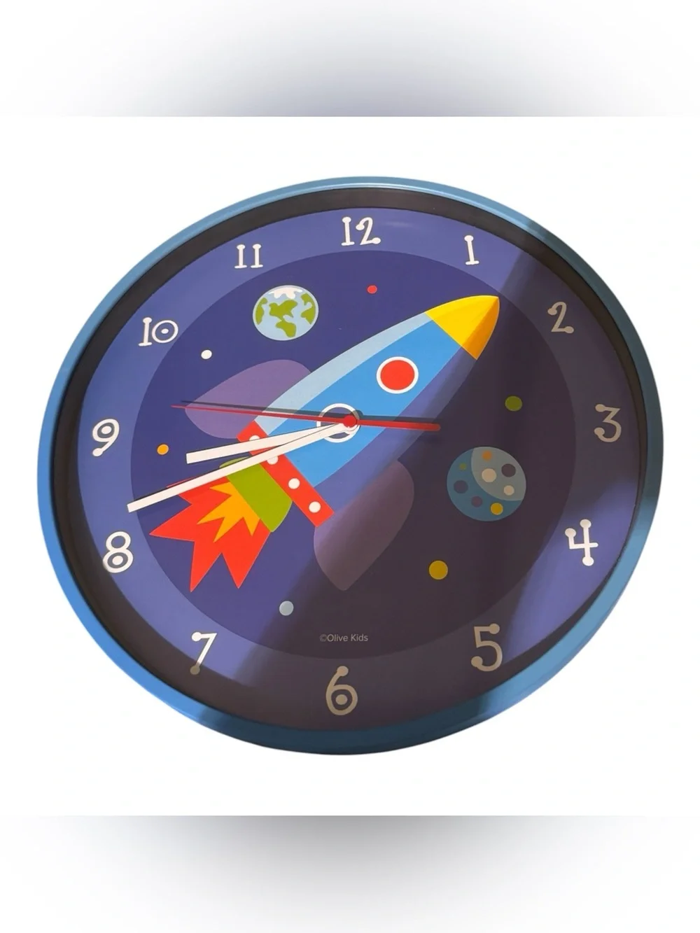 Kids Rocket Space Wall Clock - Blue